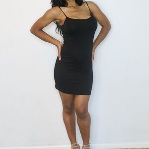 Classic Black Spaghetti-Strap Bodycon Dress